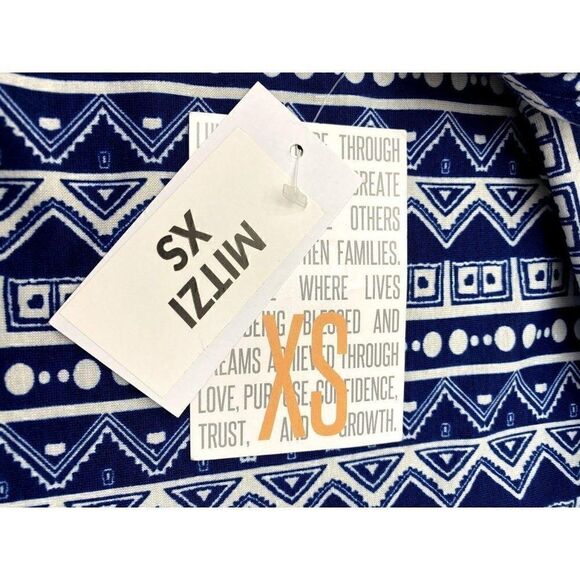 LuLaRoe Mitzi Shirt Top Blue White With Sash NEW - Picture 6 of 6